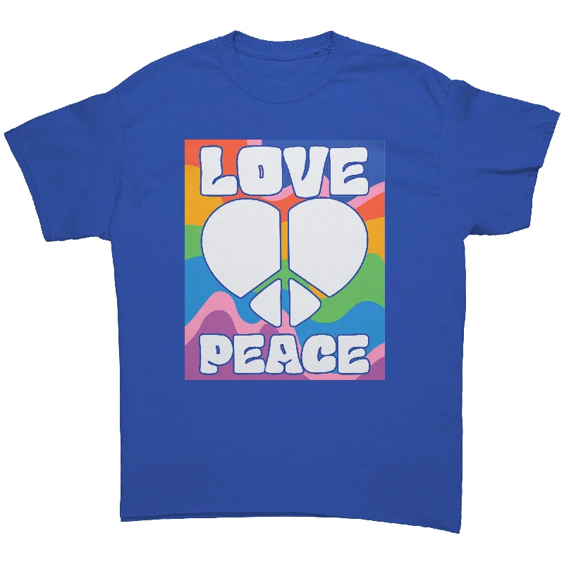 tropical print t-shirts -LOVE and PEACE Heart Peace Sign Unisex T-Shirt