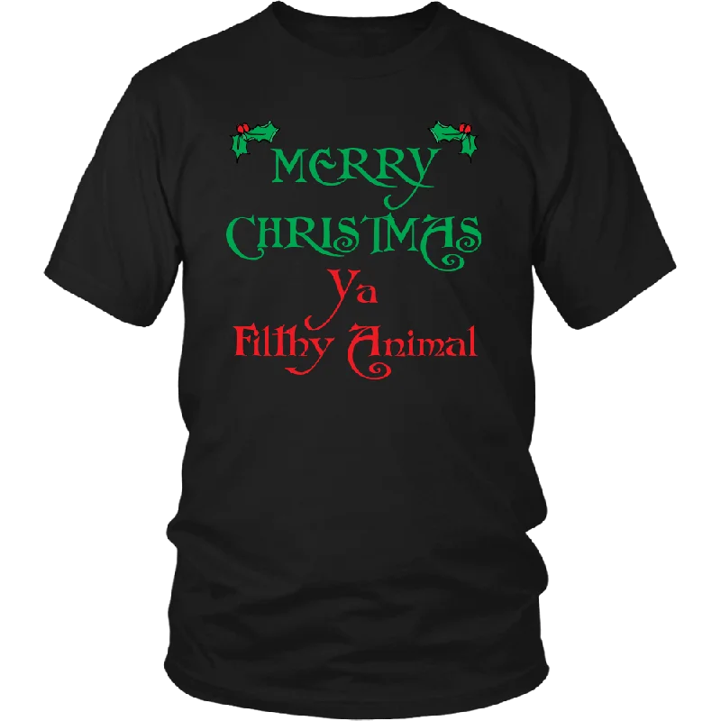 personalized t-shirts with name -MERRY CHRISTMAS! YA FILTHY ANIMAL! Unisex T-Shirt