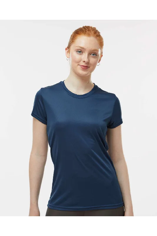 bright print t-shirts -Paragon Womens Islander Performance Moisture Wicking Short Sleeve Crewneck T-Shirt - Navy Blue