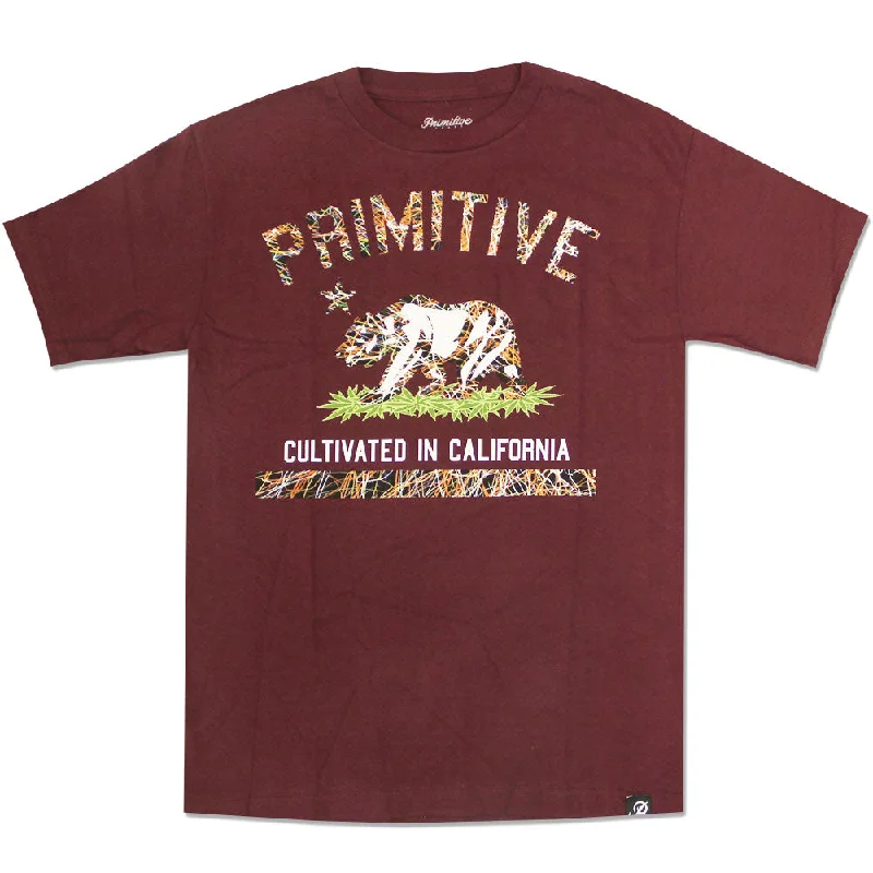 cool grandpa t-shirts -Primitive Apparel Cultivated Blaze T-Shirt Burgundy