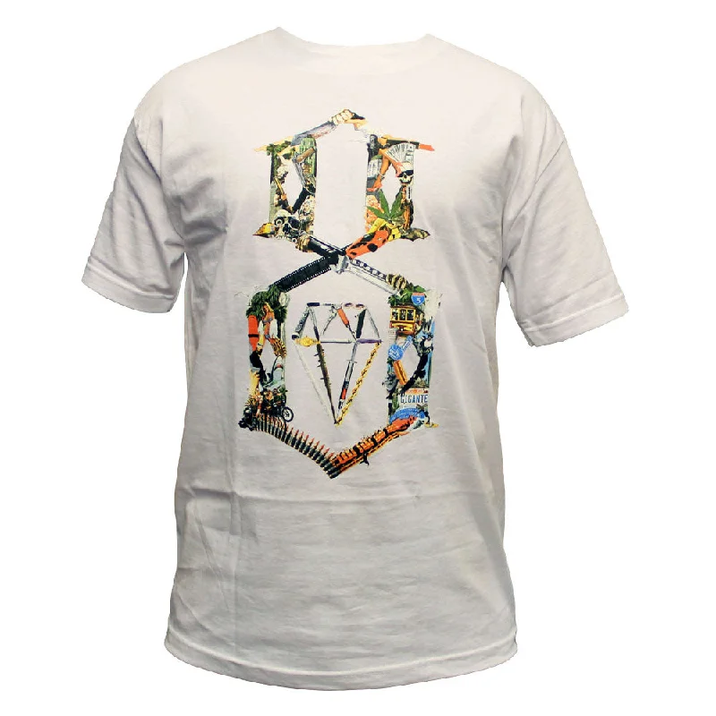 slim fit t-shirts men -Rebel8 Logo Collage T-shirt White