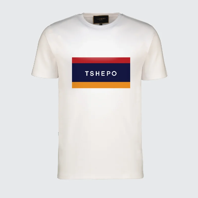 rock pattern t-shirts -TSHEPO FLAGSHIP T-SHIRT, WHITE