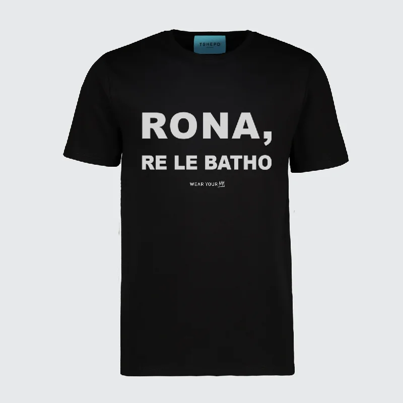 boho t-shirts for women -TSHEPO, RONA, RE LE BATHO T-SHIRT, BLACK