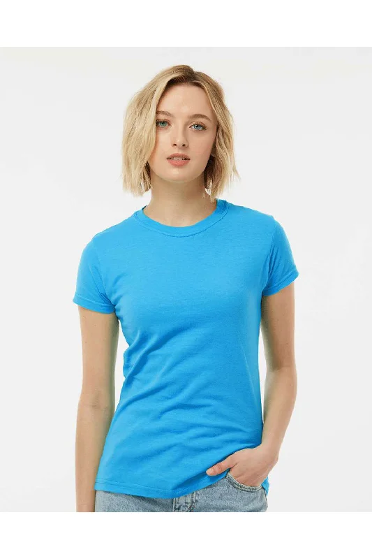 bright abstract t-shirts -Tultex Womens Fine Jersey Slim Fit Short Sleeve Crewneck T-Shirt - Turquoise Blue