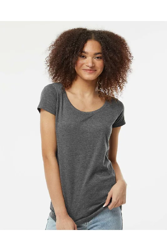 family design t-shirts -Tultex Womens Poly-Rich Short Sleeve Scoop Neck T-Shirt - Heather Charcoal Grey