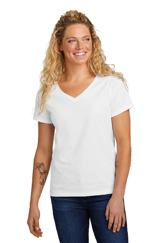 tie-dye t-shirts diy -Volunteer Knitwear Womens USA Made Daily Short Sleeve V-Neck T-Shirt - White