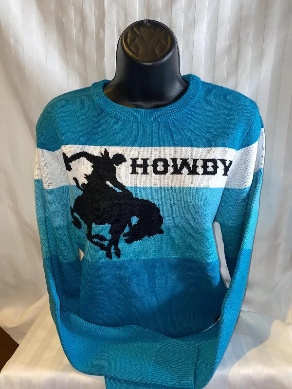 elegant v-neck knit pullover sweater -Blue Howdy Sweater Blue