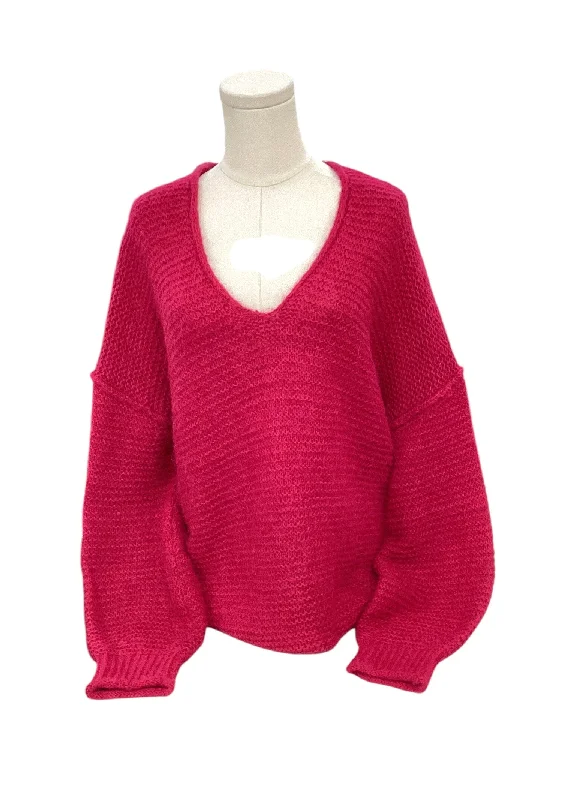 flared hem pullover sweater -Free People Women's Alpaca Sweater Pink S