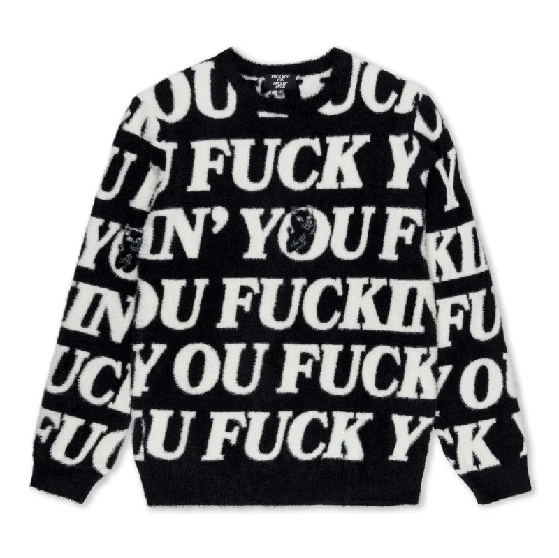 soft knit ribbed cashmere pullover sweater -Fuckin Fuck Mohair Sweater (Black)