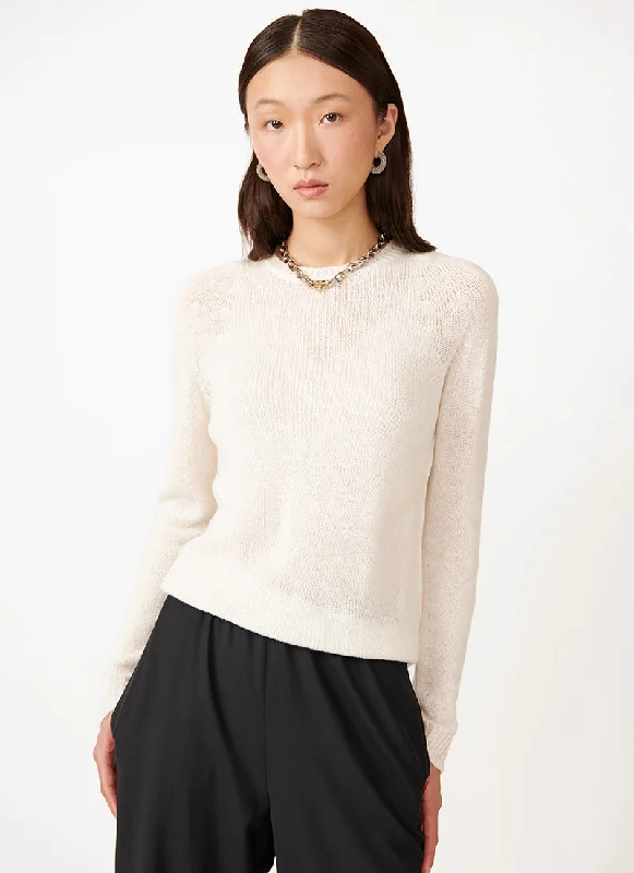 stretchy wool cashmere pullover sweater -Gauzed Effect Cashmere Crewneck Sweater