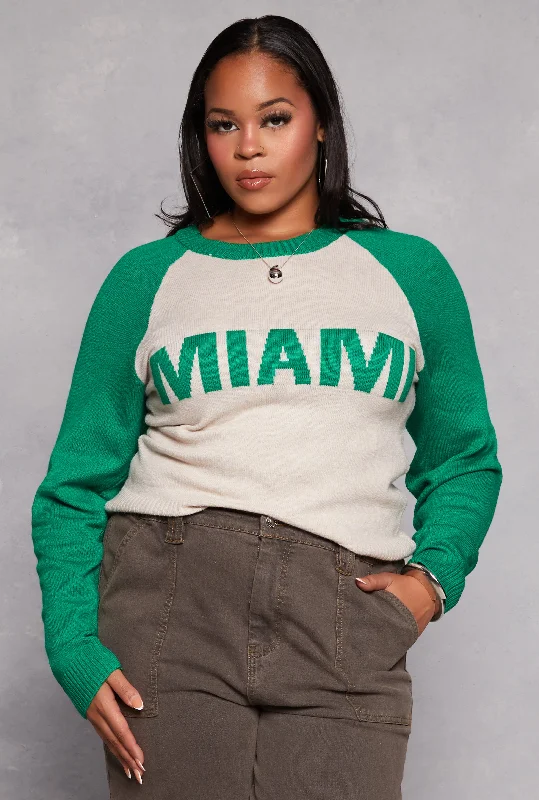 warm wool blend pullover sweater -Plus Size Miami Raglan Sweater