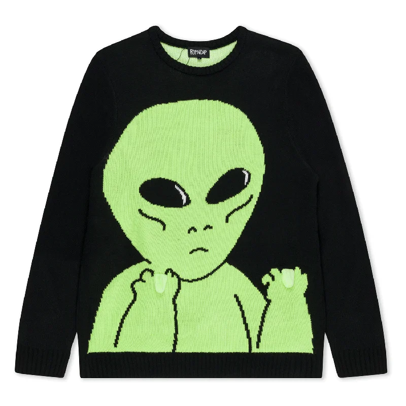 soft modal pullover sweater -Lord Alien Flippy Knitty Sweater (Black)