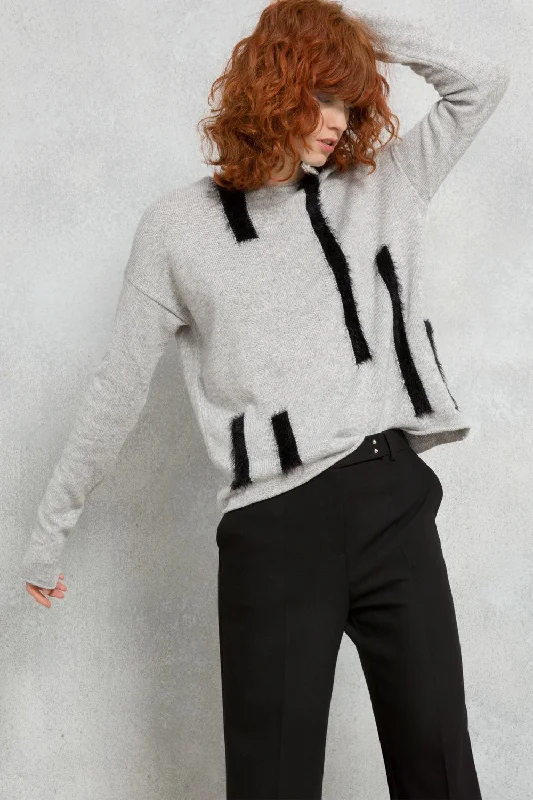 bold geometric wool pullover sweater -MISIA