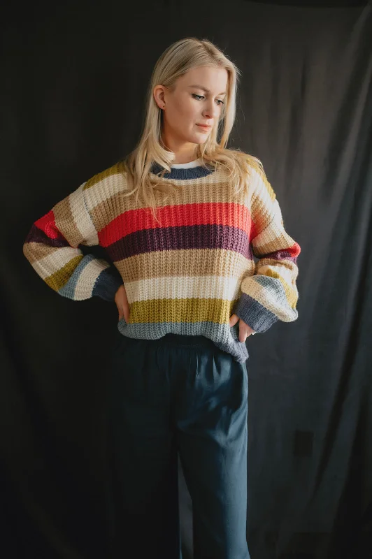 relaxed fit pullover sweater -The Ettie Striped Pullover