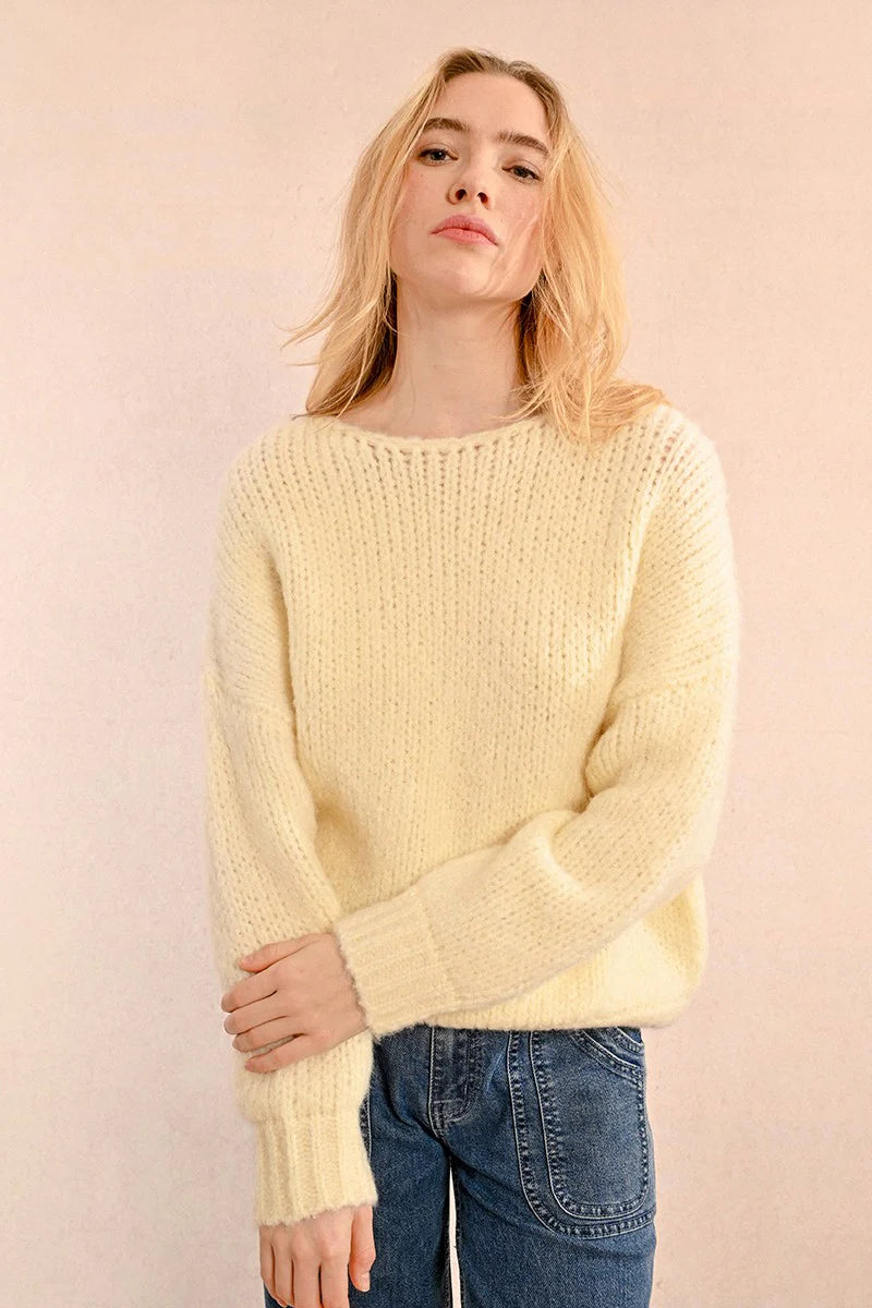 breathable bamboo pullover sweater -The Kendal Knitted Jumper - Ecru