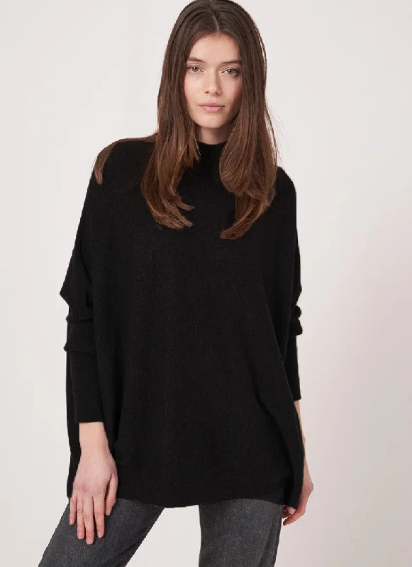 durable tweed merino pullover sweater -Wool Cashmere Tunic Sweater