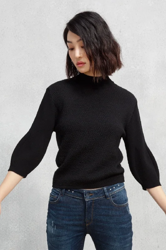 stretchy wool pullover sweater -YINI