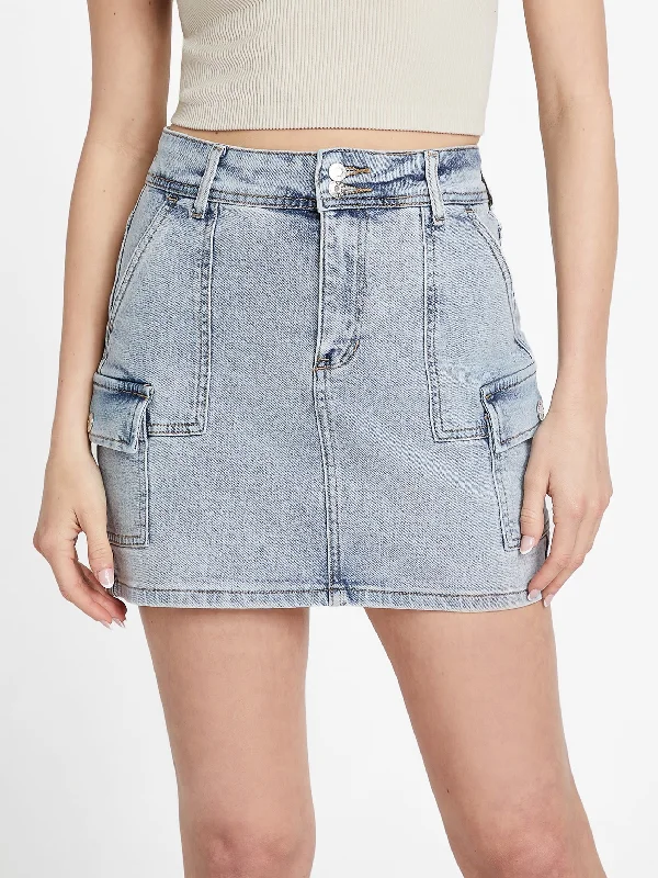 warm wool denim skirts -Alaysha Cargo Skirt