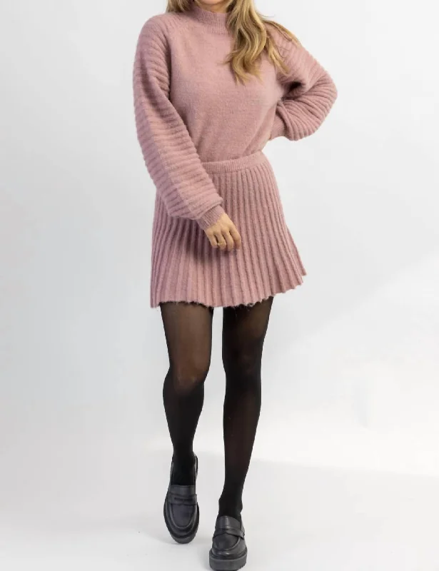 cozy knit pencil skirts -Manhattan Sweater Skirt Set In Mauve