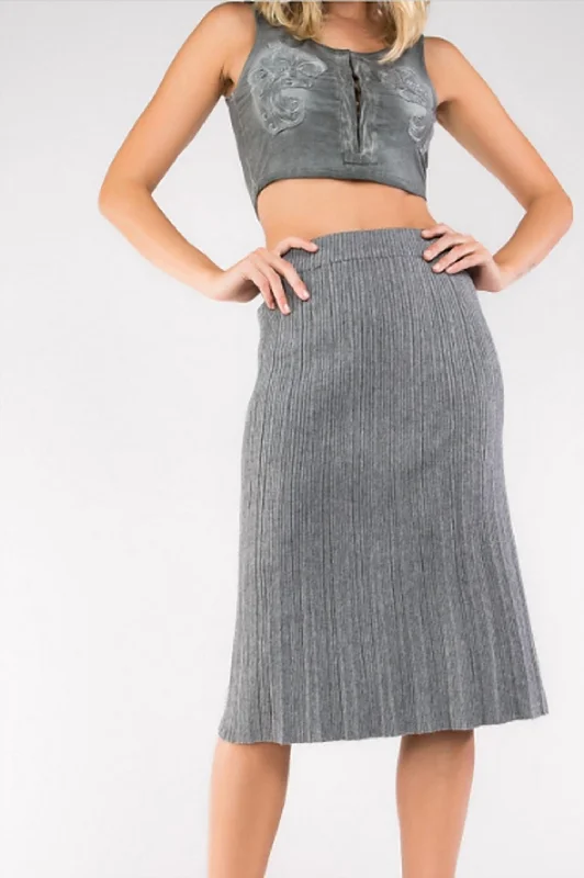 breathable cotton maxi skirts -Sweater Midi Skirt In Grey