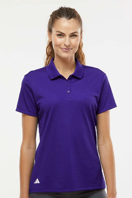 minimalist wrap shirts -Adidas Womens UV Protection Short Sleeve Polo Shirt - Collegiate Purple