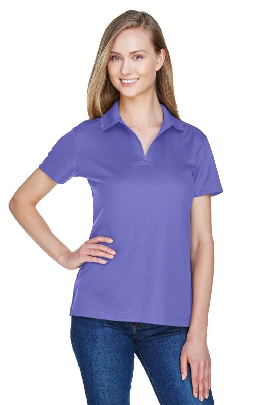 ruffle utility blouses -Devon & Jones Womens CrownLux Performance Moisture Wicking Short Sleeve Polo Shirt - Grape Purple