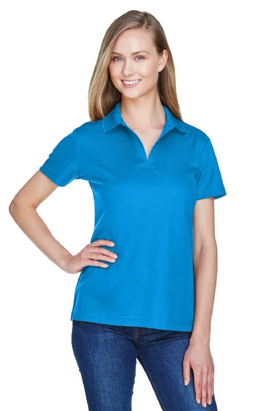 lace wrap shirts -Devon & Jones Womens CrownLux Performance Moisture Wicking Short Sleeve Polo Shirt - Ocean Blue