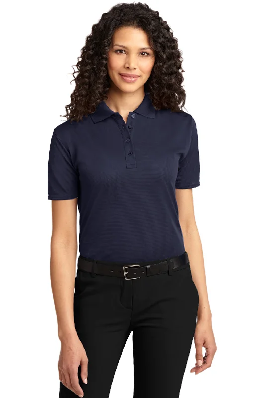 tropical utility blouses -Port Authority Womens Dry Zone Moisture Wicking Short Sleeve Polo Shirt - Navy Blue