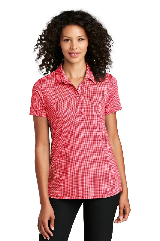 lightweight utility shirts -Port Authority Womens Gingham Moisture Wicking Short Sleeve Polo Shirt - Rich Red/White