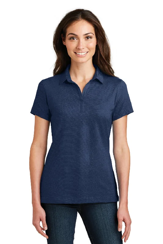 vintage tie-front shirts -Port Authority Womens Meridian Short Sleeve Polo Shirt - Estate Blue - Closeout