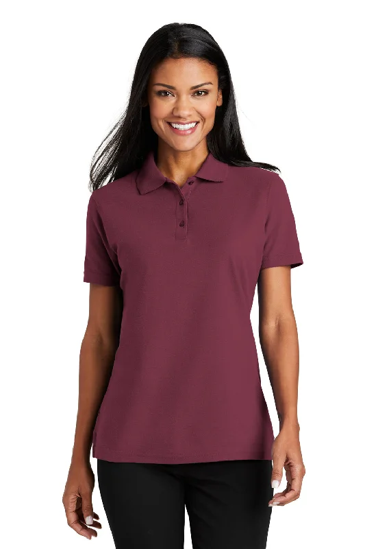 utility tie-dye shirts -Port Authority Womens Moisture Wicking Short Sleeve Polo Shirt - Burgundy - Closeout