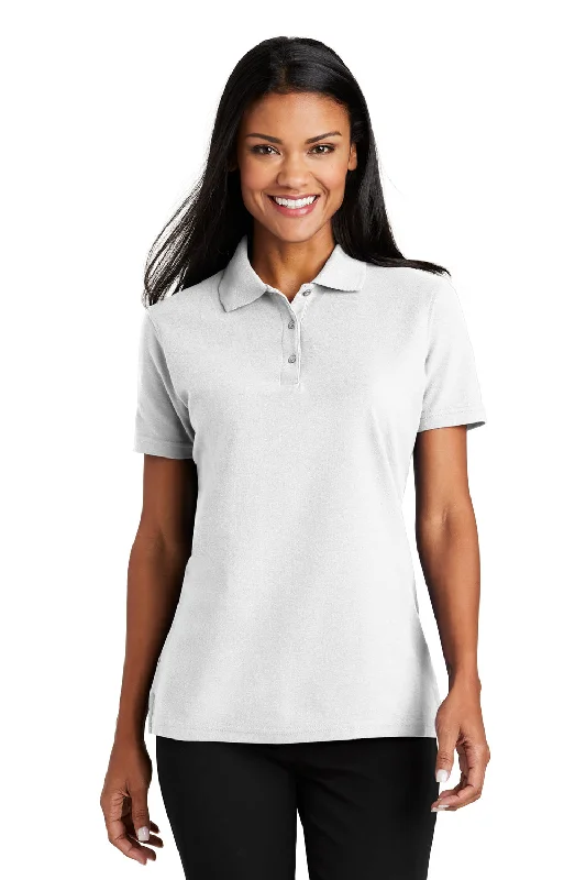 geometric utility shirts -Port Authority Womens Moisture Wicking Short Sleeve Polo Shirt - White