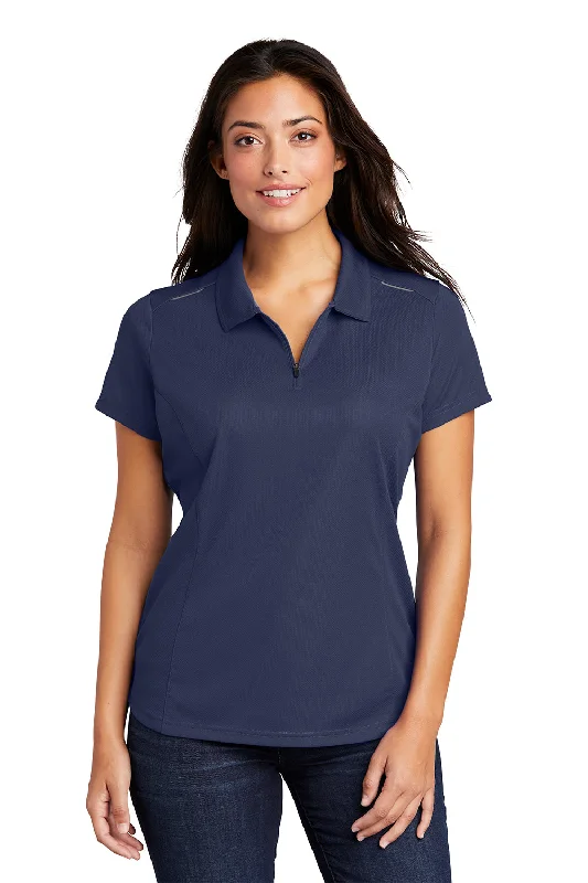 plaid utility shirts -Port Authority Womens Moisture Wicking Short Sleeve Polo Shirt - True Navy Blue