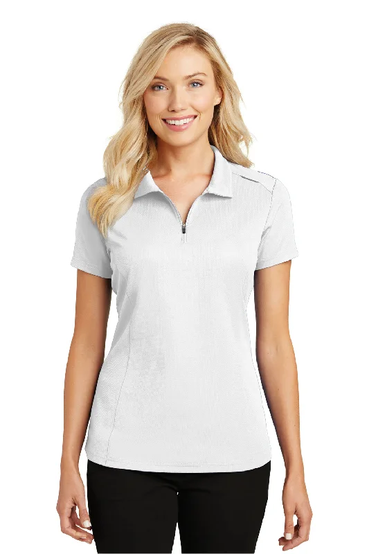 sheer utility shirts -Port Authority Womens Moisture Wicking Short Sleeve Polo Shirt - White - Closeout