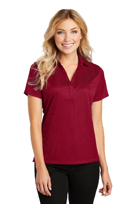 geometric utility blouses -Port Authority Womens Performance Moisture Wicking Short Sleeve Polo Shirt - Rich Red