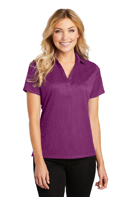 oversized utility blouses -Port Authority Womens Performance Moisture Wicking Short Sleeve Polo Shirt - Violet Purple