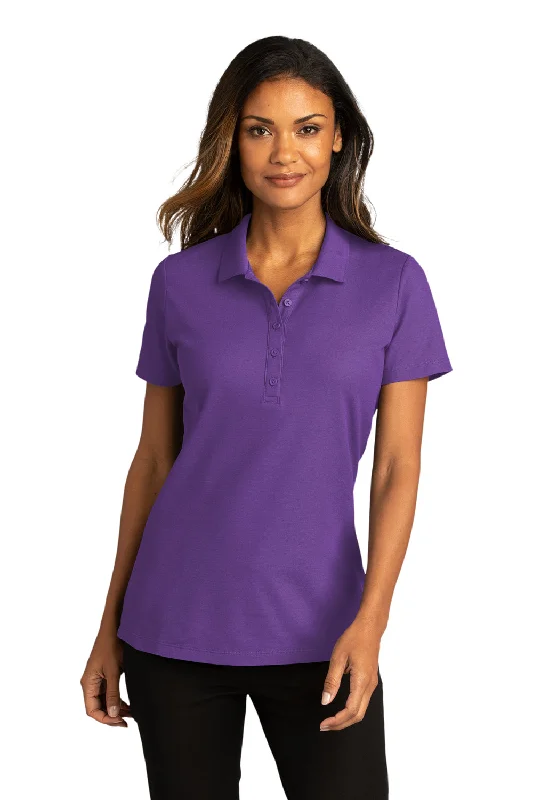 sheer utility shirts -Port Authority Womens React SuperPro Snag Resistant Short Sleeve Polo Shirt - Purple