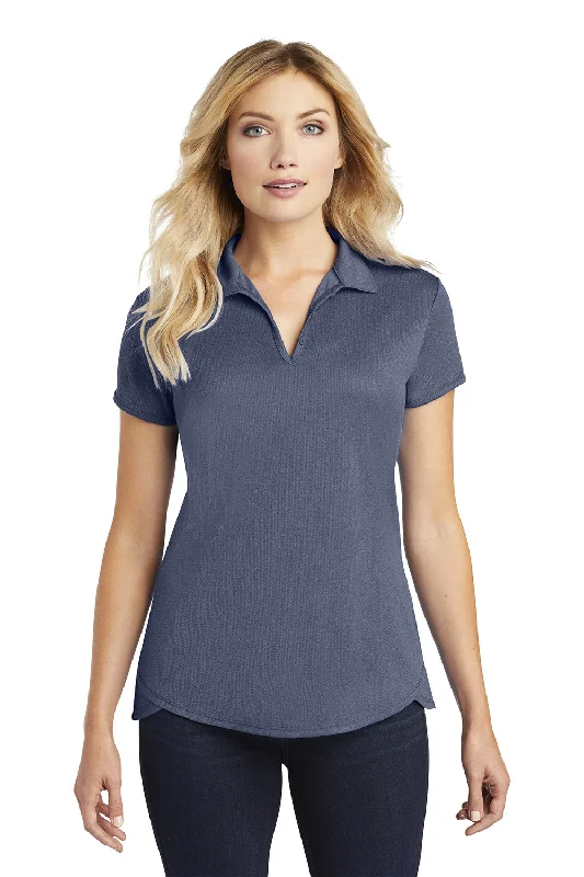 velvet utility blouses -Port Authority Womens Trace Moisture Wicking Short Sleeve Polo Shirt - Heather True Navy Blue