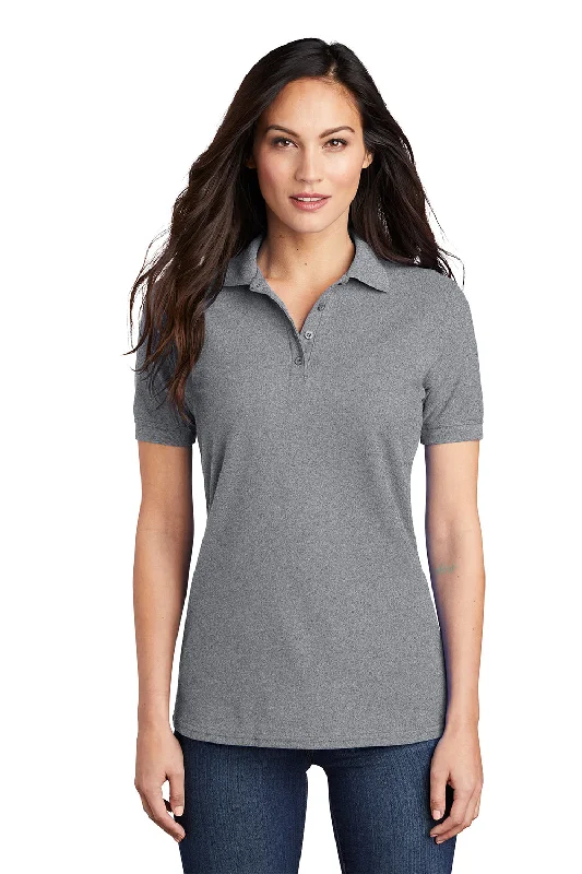 satin utility shirts -Port & Company Womens Core Stain Resistant Short Sleeve Polo Shirt - Heather Grey