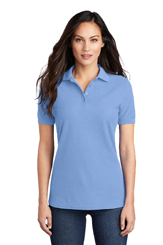 striped floral shirts -Port & Company Womens Core Stain Resistant Short Sleeve Polo Shirt - Light Blue