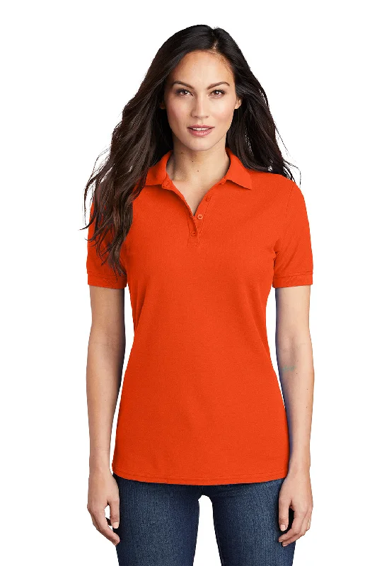 cropped utility blouses -Port & Company Womens Core Stain Resistant Short Sleeve Polo Shirt - Orange