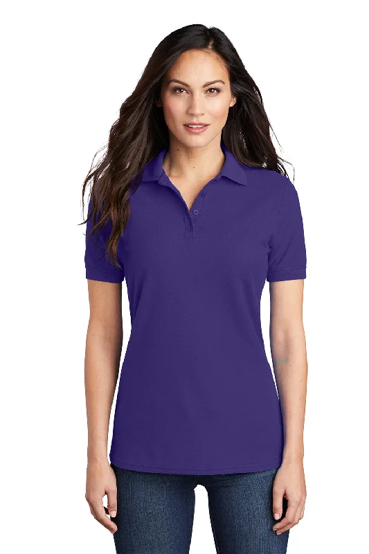 vintage utility blouses -Port & Company Womens Core Stain Resistant Short Sleeve Polo Shirt - Purple