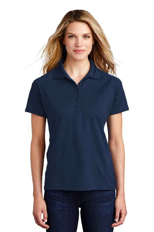 velvet utility blouses -Sport-Tek Womens Dri-Mesh Moisture Wicking Short Sleeve Polo Shirt - Navy Blue