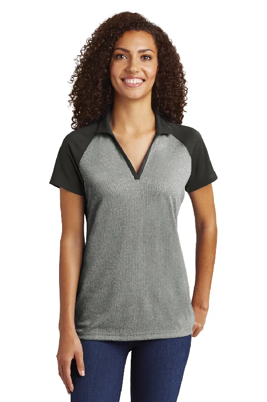 lightweight utility shirts -Sport-Tek Womens RacerMesh Moisture Wicking Short Sleeve Polo Shirt - Heather Grey/Black