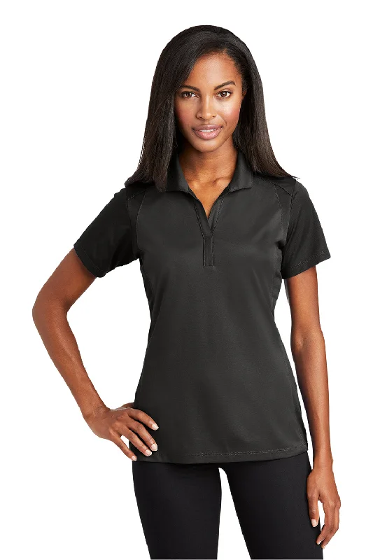 plaid wrap shirts -Sport-Tek Womens Sport-Wick Moisture Wicking Short Sleeve Polo Shirt - Iron Grey/Black