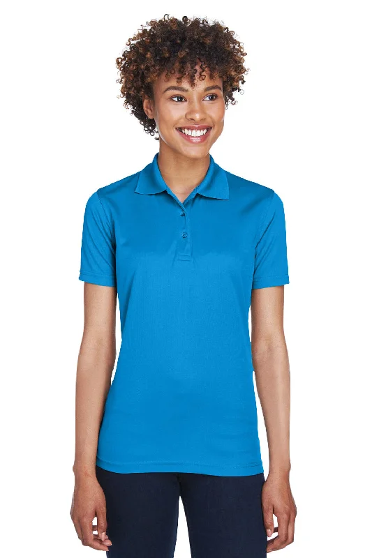 401-500UltraClub Womens Cool & Dry Moisture Wicking Short Sleeve Polo Shirt - Pacific Blue