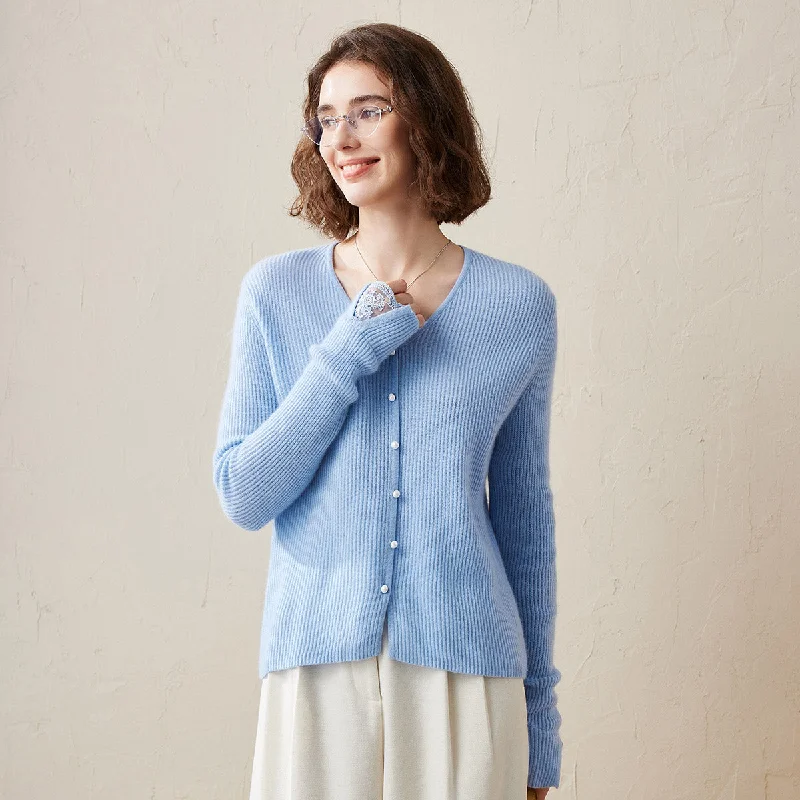 premium mohair knit cardigan -100% Cashmere Faux Button Down Sweater with Lace Cuff Detail