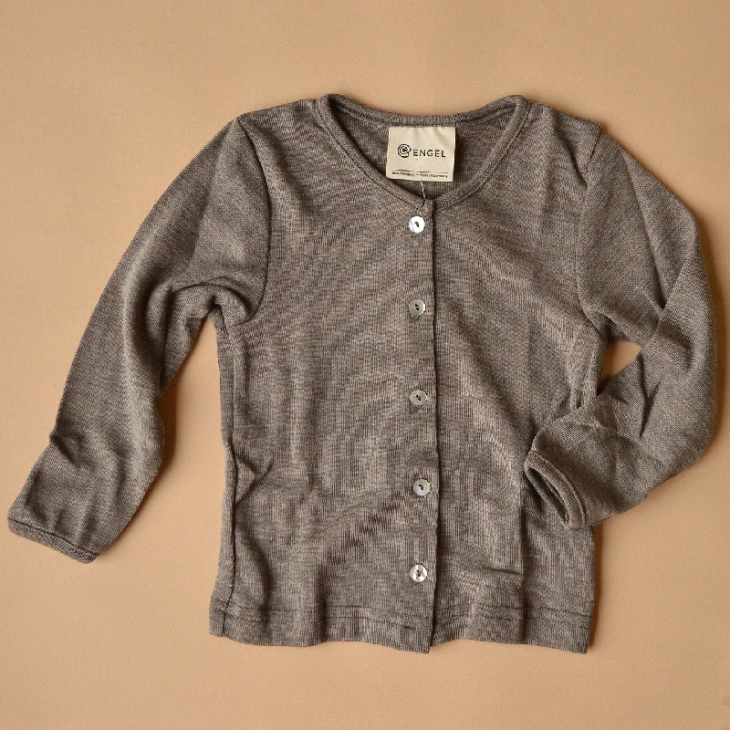 soft modal cardigan -Baby Cardigan in Wool/Silk - Walnut (0-2y)