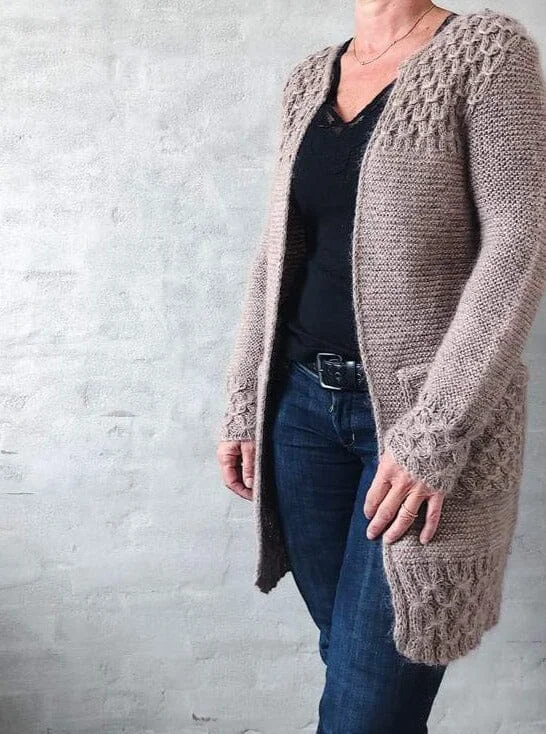 bold plaid cashmere cardigan -Beatrice cardigan by Önling, No 15 + silk mohair knitting kit