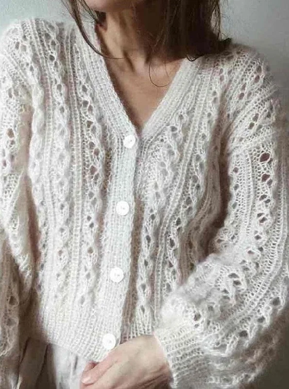 trendy fringed wool cardigan -Cardigan No 6 by My Favourite Things Knitwear, Silk Mohair yarn kit (excl pattern)